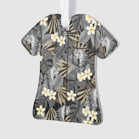 Tropische tijger Hawaiian Palm Oerwoud Aloha Shirt Ornament (voorkant)