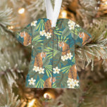 Tropische tijger Hawaiian Palm Oerwoud Aloha Shirt Ornament<br><div class="desc">Blauwgroen, olijfgroene, kalkgroene en oranje kleurweg. Ons patroon van Tropische tijger werd geïnspireerd door de retro Aloha shirten van de jaren vijftig ter ere van het Jaar van de Tijger. Hoewel tijgers niet inheems zijn voor Hawaii (er zijn geen roofdieren), wonen ze wel in de dierentuin van Honolulu. We zijn...</div>