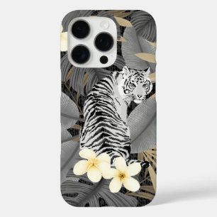 Tropische tijger Hawaiian Palm Oerwoud grijs iPhone 16 Pro Hoesje