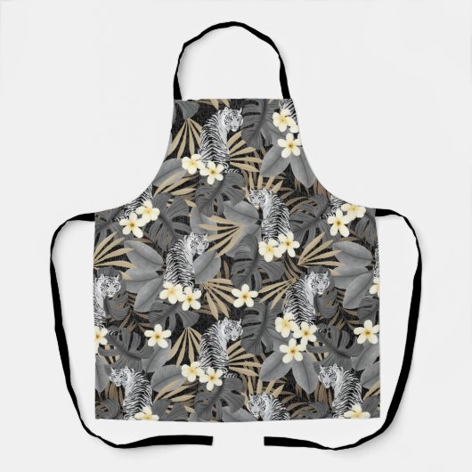 Tropische tijger Hawaiian Palm Oerwoud grijs Schort (Voorkant)