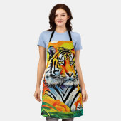 Tropische Tijger Kunst Schort (Gedragen)