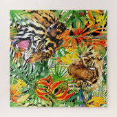 Tropische Tijger Waterverf Oerwoud Legpuzzel (Horizontaal)