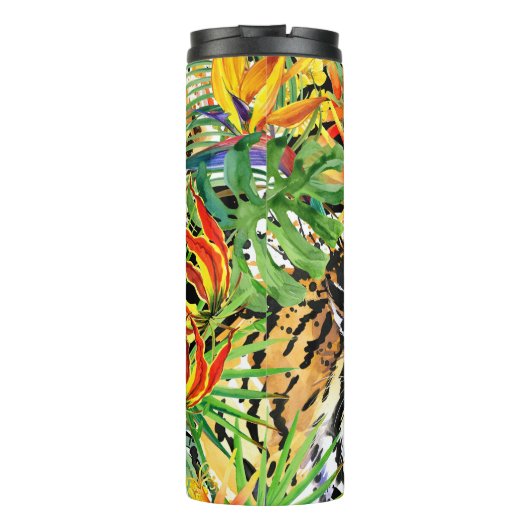 Tropische Tijger Waterverf Oerwoud Thermosbeker (Achterkant)