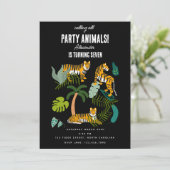 Tropische Tijger Zwarte Jungle Safari Kinderverjaa Kaart (Staand voorkant)