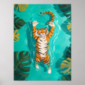 Tropische Tijger Zwemt in Rivier Badkamer Print (Voorkant)