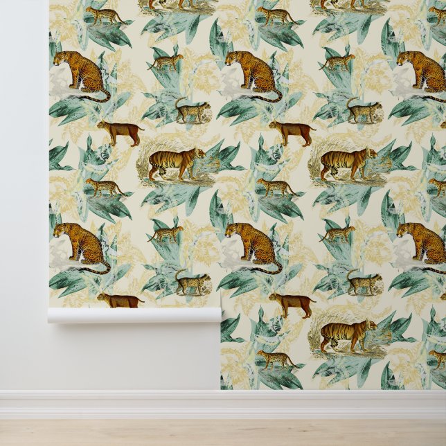 Tropische  tijgerluipaard in Oerwoud Behang (Applicatie)
