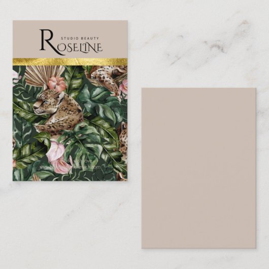 Tropische tijgeroerwoud roze bloem Oorscherm Visitekaartje (Voorkant / Achterkant)