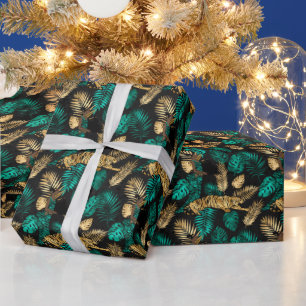 Tropische Tijgers & Bladeren   Krachtig Junglepatr Cadeaupapier