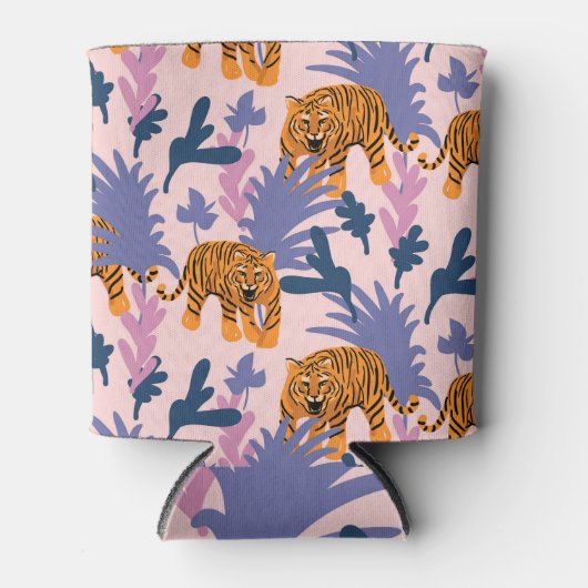 Tropische Tijgers Oerwoud  Patroon Blikjeskoeler (Voorkant)