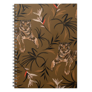 Tropische tijgers paradijs bloem patroon notitieboek