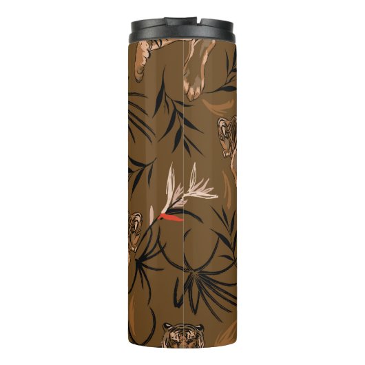 Tropische tijgers paradijs bloem patroon thermosbeker (Achterkant)