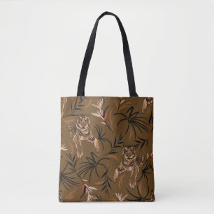 Tropische tijgers paradijs bloem patroon tote bag