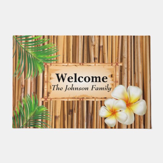 Tropische Tiki Bamboe Sticks Deurmat (Voorkant)