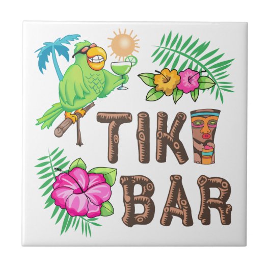 TROPISCHE TIKI BAR TEGELTJE (Voorkant)