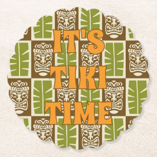 Tropische Tiki Bar Tiki Tijd Kartonnen Onderzetters
