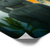 Tropische tiki beeld zonsondergang poster (Hoek)