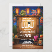 Tropische Tiki Hawaiian Island Luau Afstuderen Kaart (Voorkant)