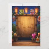 Tropische Tiki Hawaiian Island Luau Afstuderen Kaart (Achterkant)