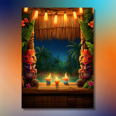 Tropische Tiki Hawaiian Island Luau Afstuderen Kaart