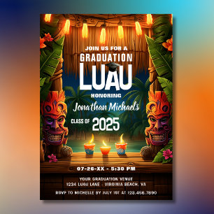 Tropische Tiki Hawaiian Island Luau Afstuderen Kaart