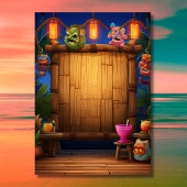 Tropische Tiki Hawaiian Island Luau Afstuderen Kaart