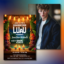 Tropische Tiki Hawaiian Luau Afstuderen Foto Kaart