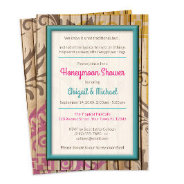 Tropische Tiki Houten Honeymoon Shower Uitnodiging