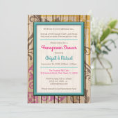 Tropische Tiki Houten Honeymoon Shower Uitnodiging (Staand voorkant)