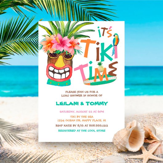 Tropische Tiki Luau Couples Shower Kaart