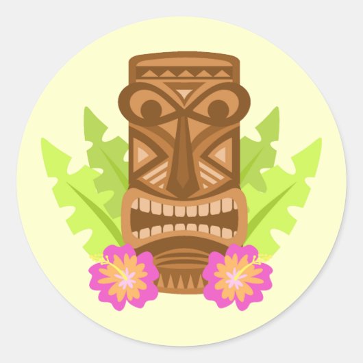 Tropische tiki masker hibiscus schattige stickers (Voorkant)