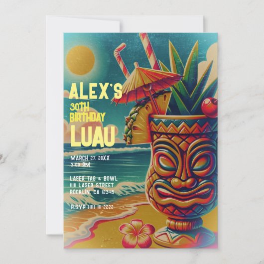  Tropische Tiki Paraplu Drink Luau Party Kaart (Voorkant)