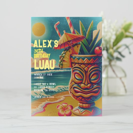  Tropische Tiki Paraplu Drink Luau Party Kaart (Staand voorkant)