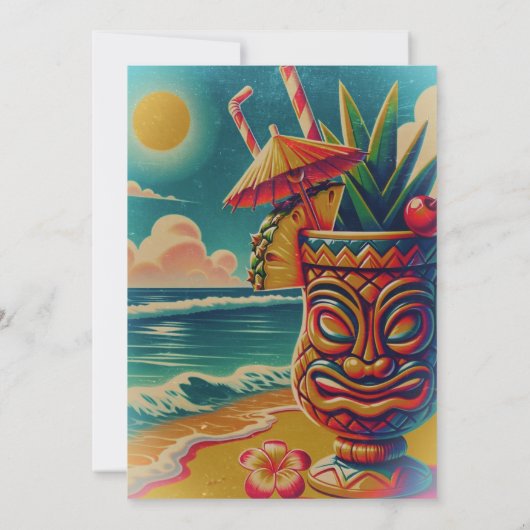  Tropische Tiki Paraplu Drink Luau Party Kaart (Achterkant)