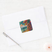  Tropische Tiki Paraplu Drink Luau Party Vierkante Sticker (Envelop)