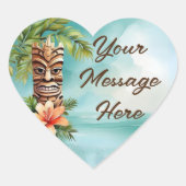 Tropische Tiki Party Hart Sticker (Voorkant)