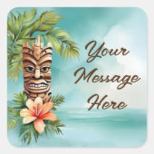 Tropische Tiki Party Vierkante Sticker (Voorkant)