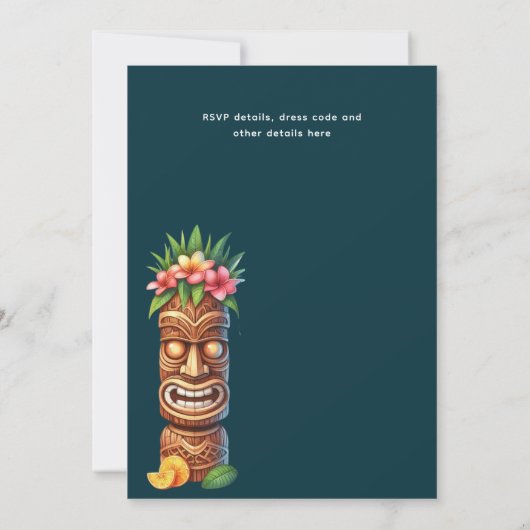 Tropische Tiki Party Wedding Luau Vrijgezellenfees Kaart (Achterkant)