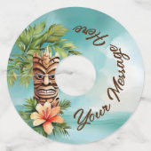 Tropische Tiki Party Wijnglaslabel (Voorkant)