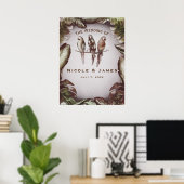 Tropische Tiki Vogelparrots Leaves Banner Poster (Thuiskantoor)