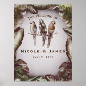  Tropische Tiki Vogelparrots Leaves Banner Poster (Voorkant)