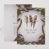 Tropische Tiki Vogels Papegaaien Bewaar de Datum Aankondigingskaart (Voorkant / Achterkant)