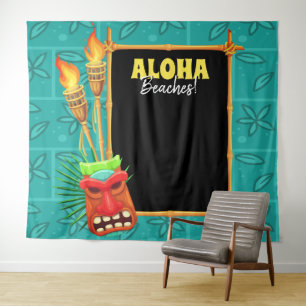 Tropische Tiki Zomer Luau Feest Foto Achtergrond Wandkleed