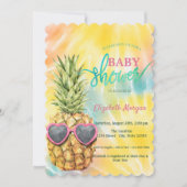 Tropische tinteling Baby shower van wollen ananas Kaart (Voorkant)