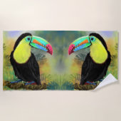 Tropische Toco Toucan Bird Beach Handdoek (Voorkant)