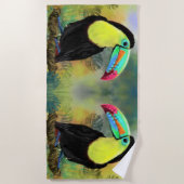 Tropische Toco Toucan Bird Beach Handdoek (Voorkant)
