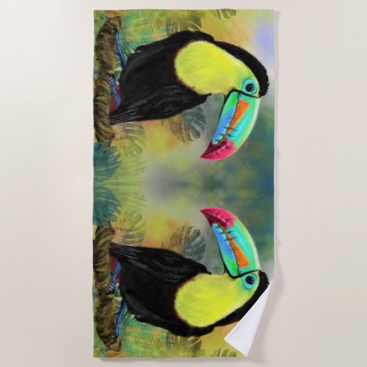 Tropische Toco Toucan Bird Beach Handdoek (Voorkant)