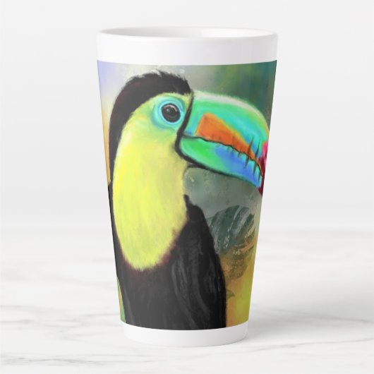 Tropische Toco Toucan Bird Latte Mok (Voorkant)