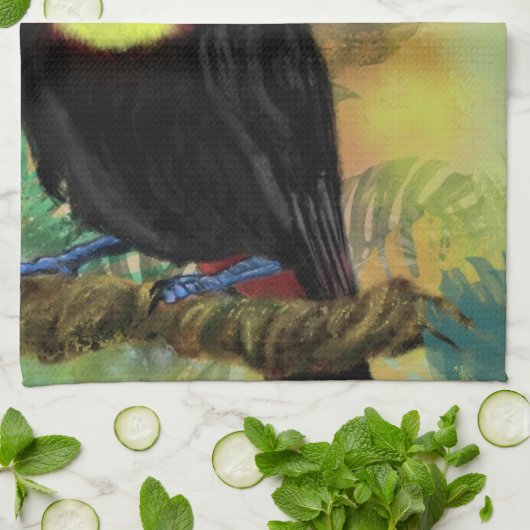 Tropische Toco Toucan keukenhanddoek (Gevouwen)