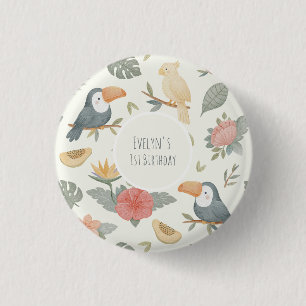 Tropische Toekan Safari Aangepaste Naam Verjaardag Ronde Button 3,2 Cm