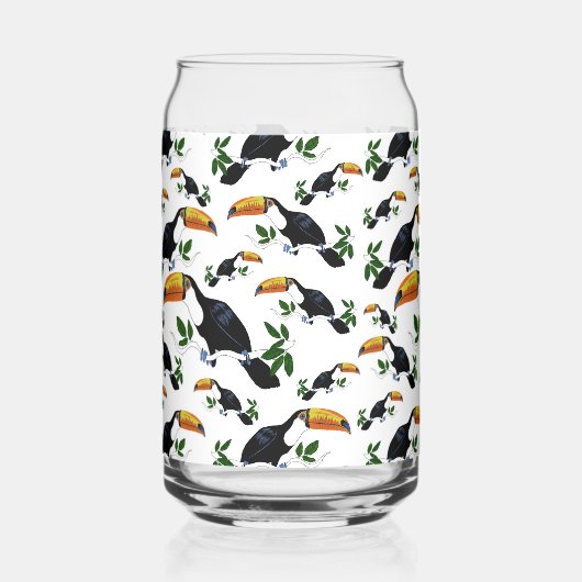 Tropische Toekans - Speelse Jungle Blikvorm Glas (Voorkant)